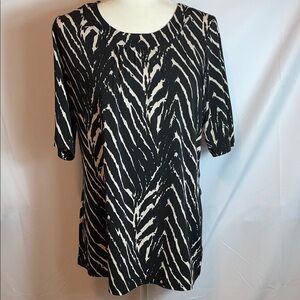 Susan Graver Zebra Print Black and Cream Blouse